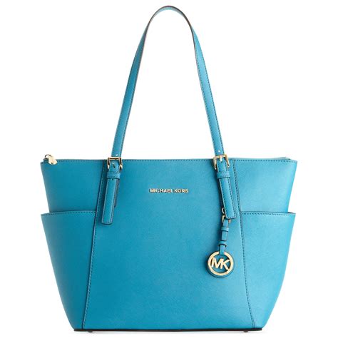 michael kors jet set top-zip tote cornflower light blue|Michael Kors.